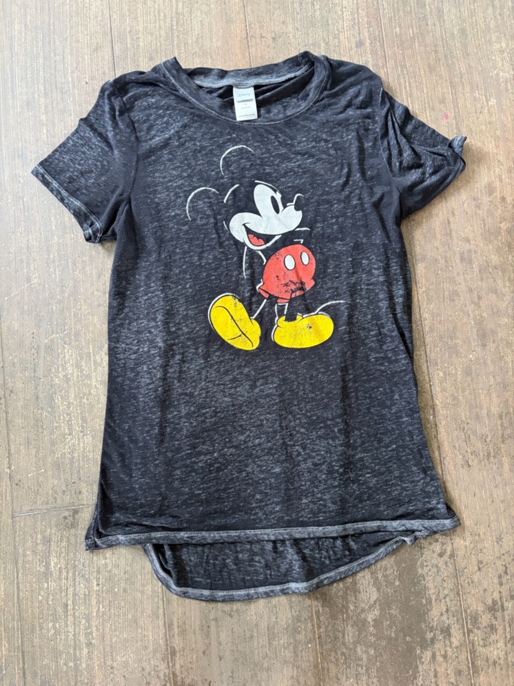 Disney Slub Knit by Charcoal Gray Women's Tee with Subtle Mineral Wash